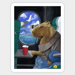 Capybara travelling on a plane Sticker